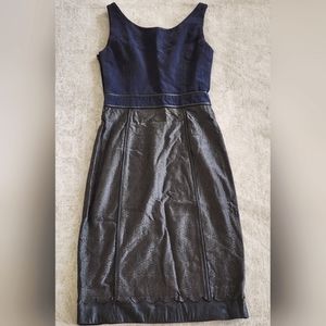UNIQUE Tory Burch Laser Cut Leather & Linen Dress